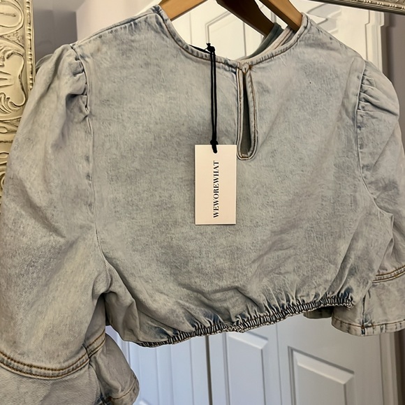 NWT WeWoreWhat Cropped Denim Top - Picture 12 of 13
